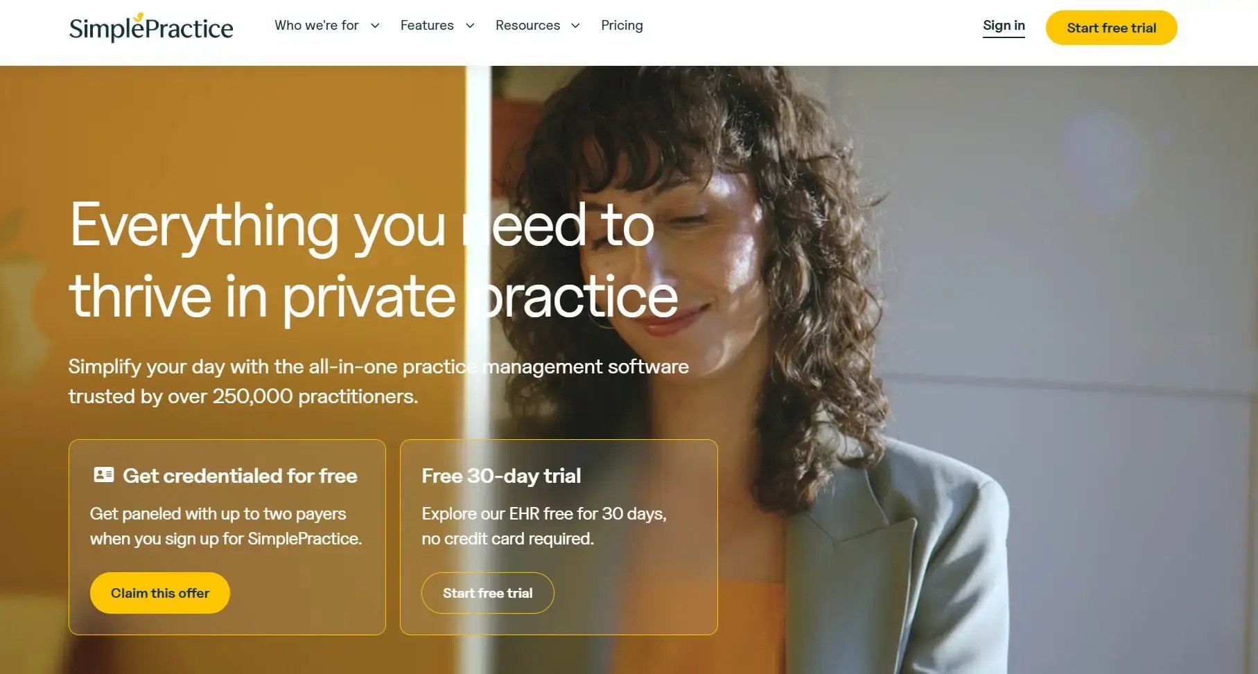 Screenshot of SimplePractise