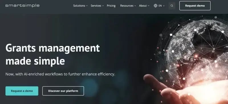 Screenshot of Smartsimple home page