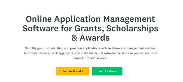 Screenshot of SurveyMonkey Apply home page