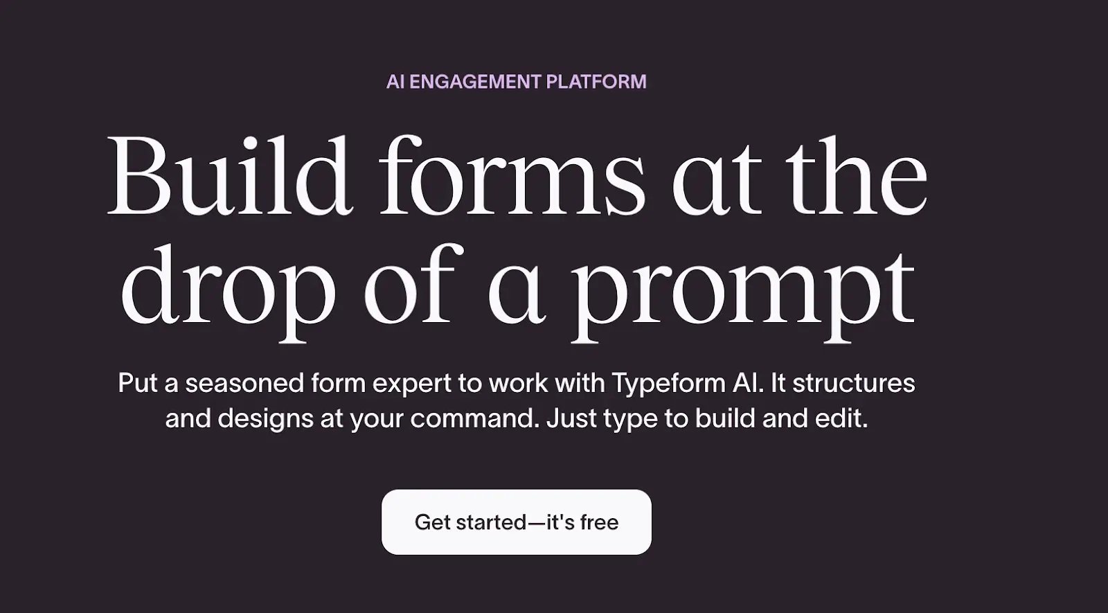 Screenshot of Typeform home page