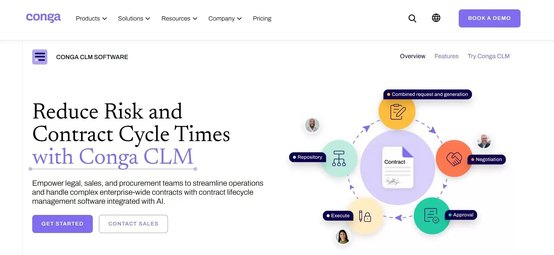 Screenshot of the Conga CLM platform