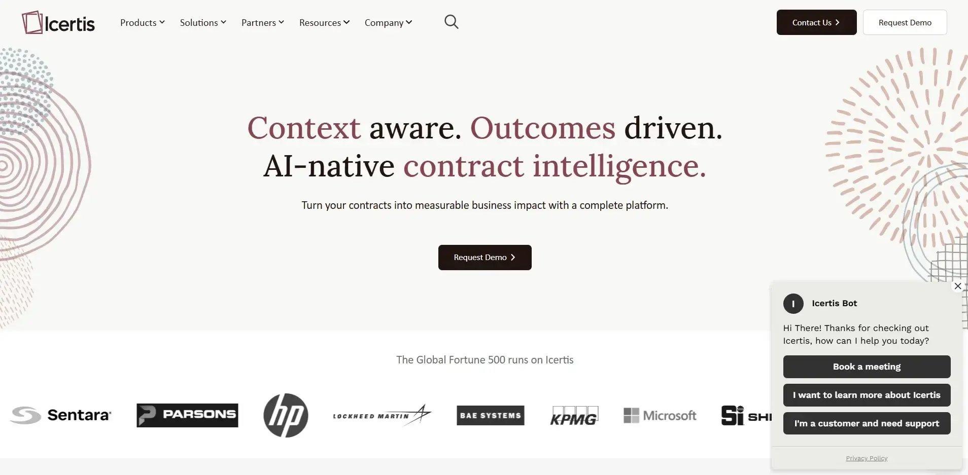 Screenshot of the Icertis platform