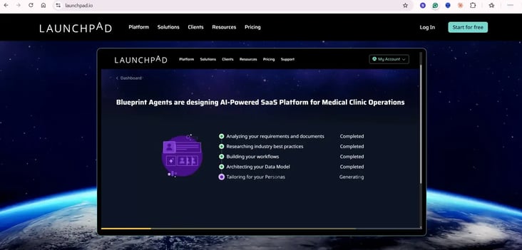 Screenshot of the Launchpad platform