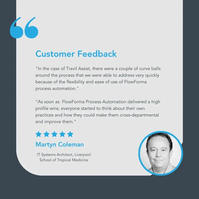 Screenshot of user review for FlowForma