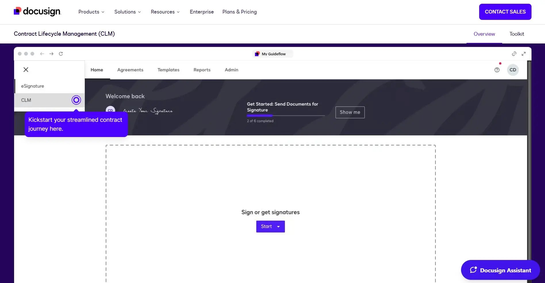 Screenshot showing Docusign platform