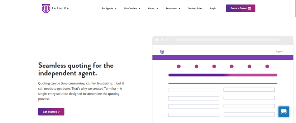 Screenshot of Tarmika’s homepage