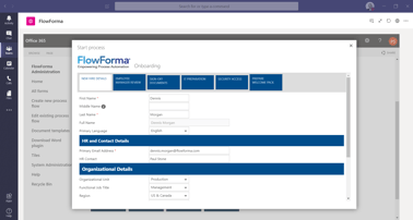 FlowForma Process Automation App - Workflow Software For Microsoft Teams - Onboarding Process