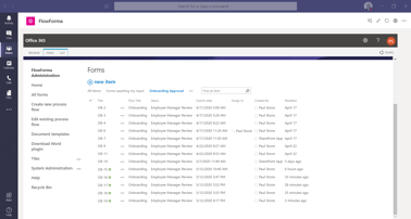 FlowForma Process Automation App For Microsoft Teams - Form List