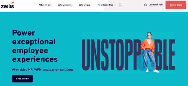 Image shown :A screenshot of Zellis’ homepage