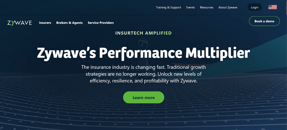 Screenshot of Zywave’s homepage