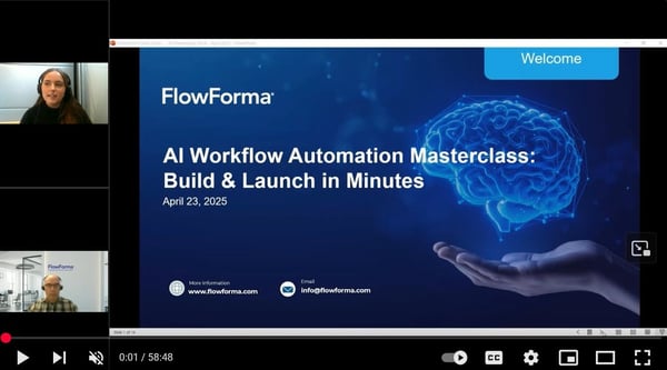 YouTube video of FlowForma’s AI Masterclass