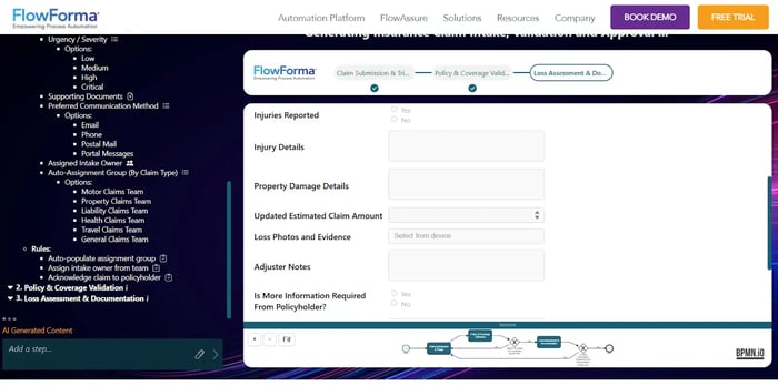 Image showing how BPMN process diagrams are created using Copilot