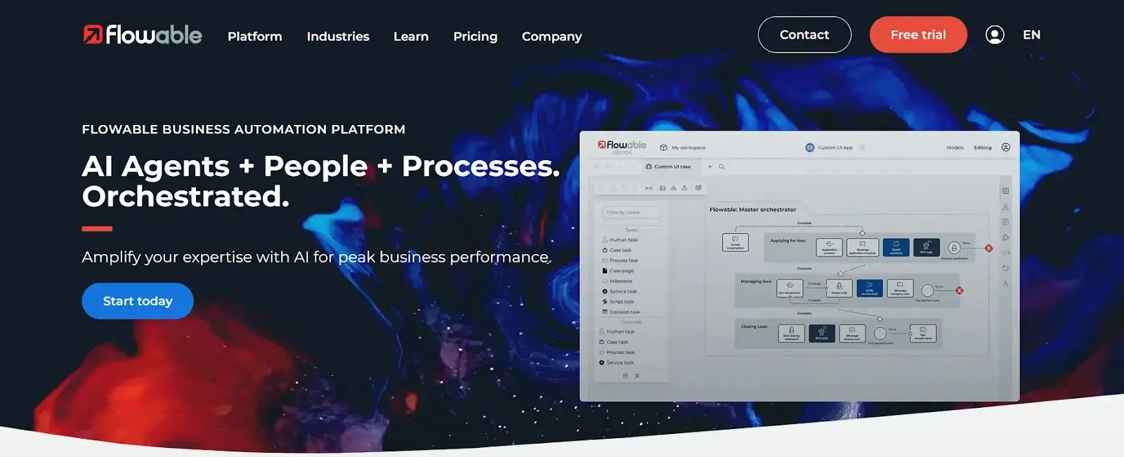 Screenshot of Flowable’s homepage