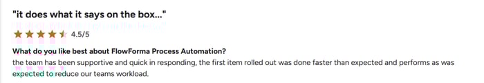 Screenshot of G2 Reviews for FlowForma