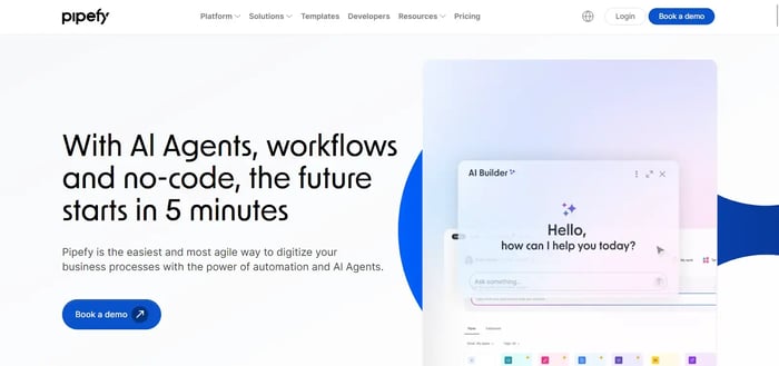 Screenshot of Pipefy homepage