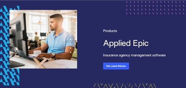 Screenshot of Applied Epic’s homepage