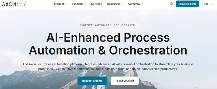Screenshot of Axon Ivy’s homepage