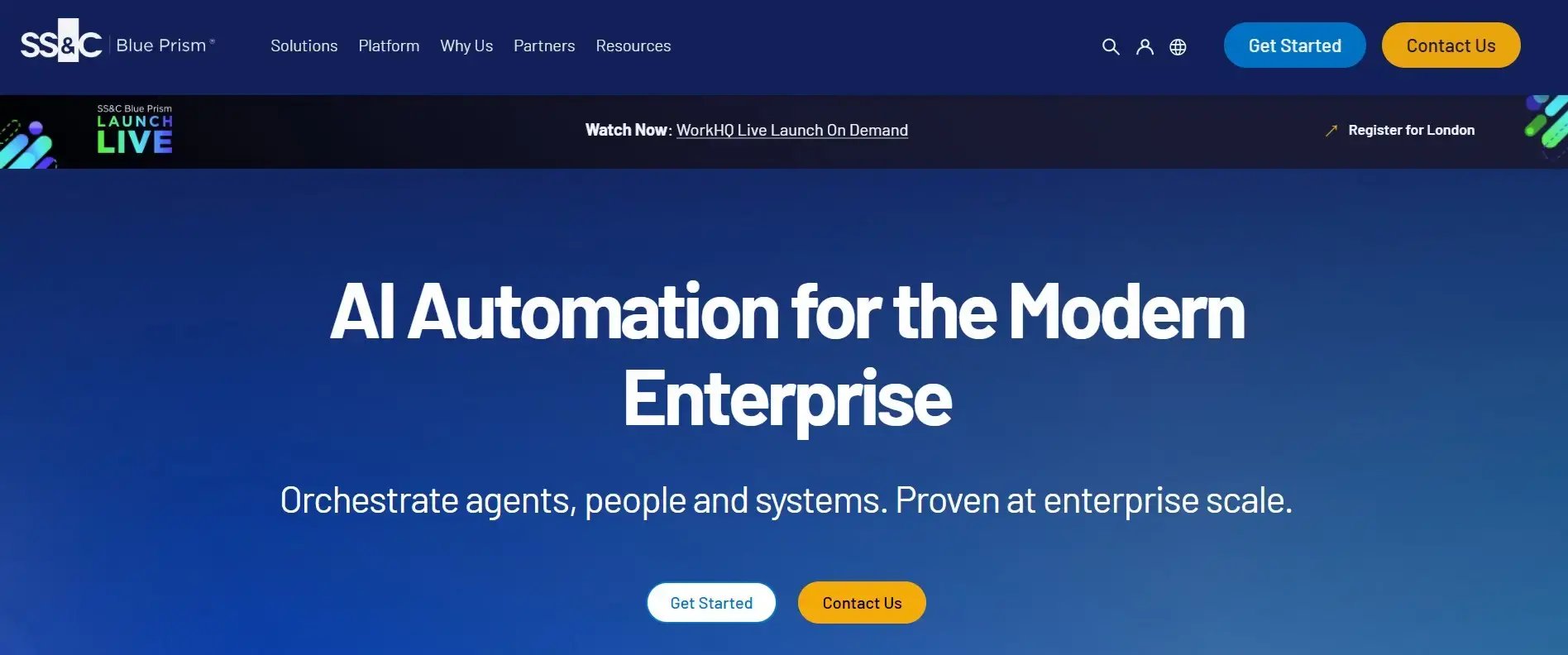 screenshot blue prism home page