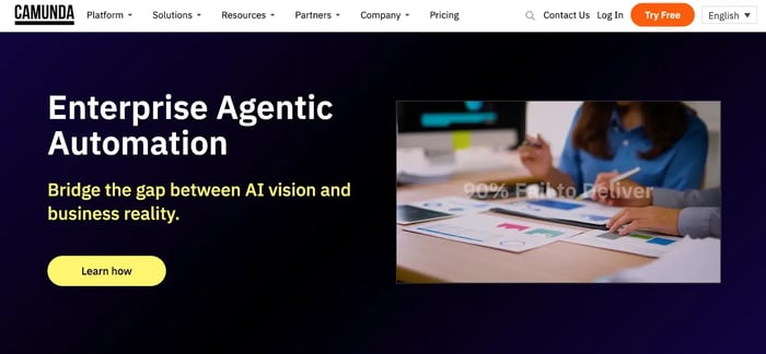 Screenshot of Camunda’s homepage