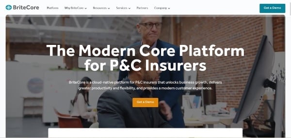 Screenshot of BriteCore’s Homepage