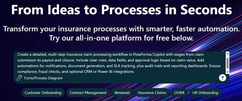 Demo showcasing healthcare claims process creation using Copilot