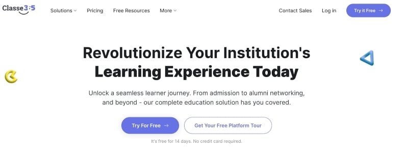 Screenshot of Class365’s homepage