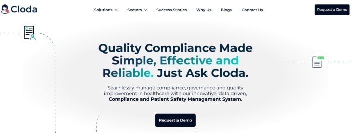 Screenshot of Cloda’s homepage