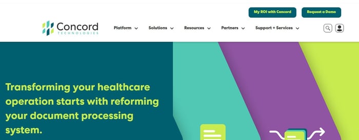 Screenshot of Concord’s homepage