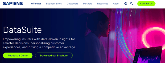 Screenshot from Sapiens DataSuite page