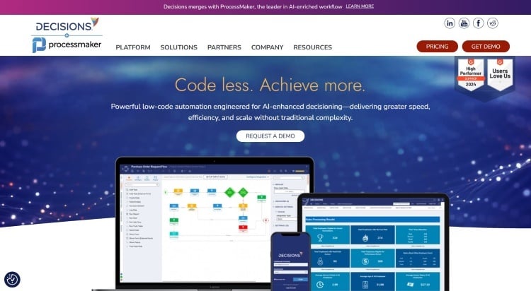 Screenshot of Decisions homepage