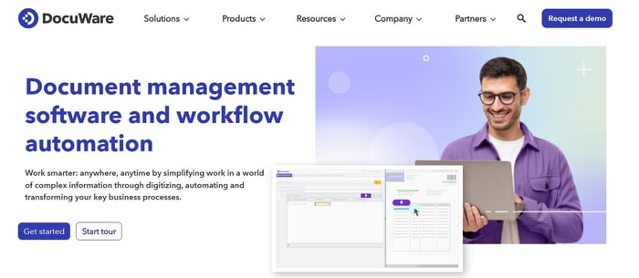 Screenshot of DocuWare’s homepage