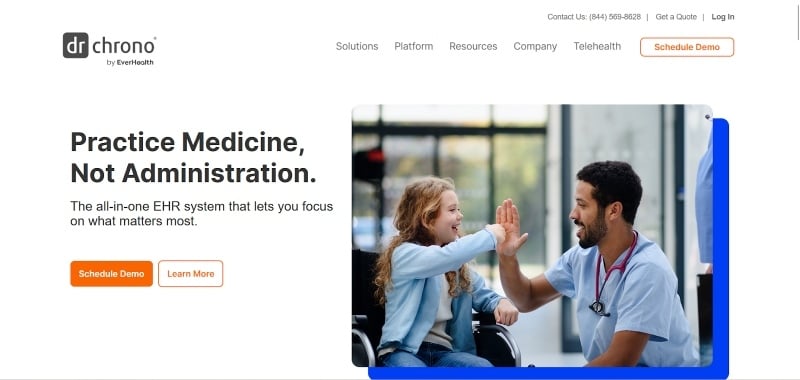 Screenshot of DrChrono’s homepage