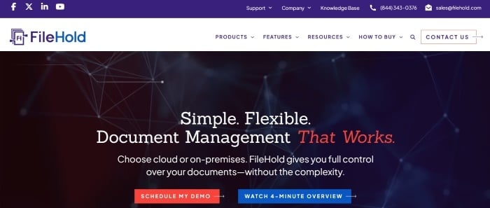 Screenshot of FileHold’s Homepage