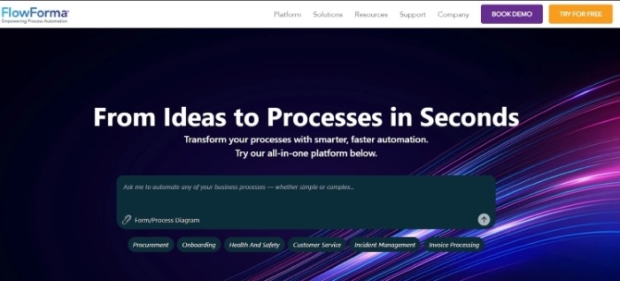 Image shown: flowforma homepage
