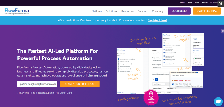 FlowForma finance automation software for no-code financial process automation