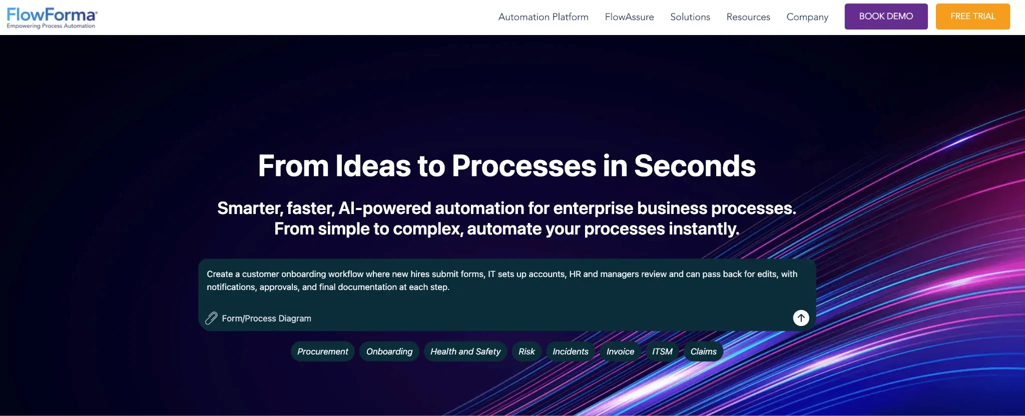 Screenshot Of the FlowForma Home Page