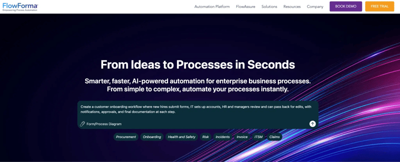 Screenshot of FlowForma platform