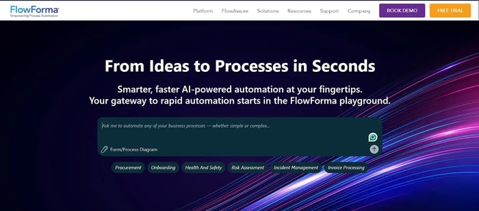 Screenshot of FlowForma home page