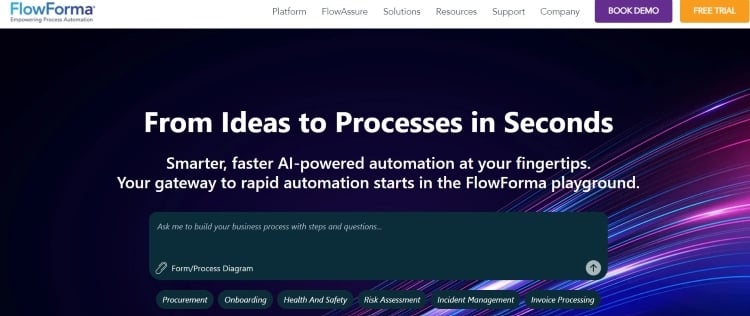 Screenshot of FlowForma’s homepage