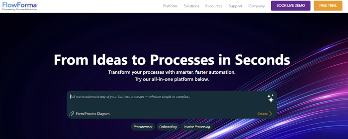  screenshot of FlowForma’s homepage