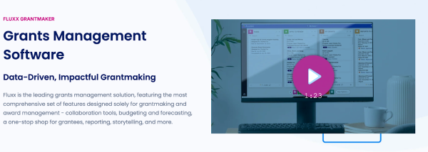 Screenshot of Fluxx Grantmaker homepage