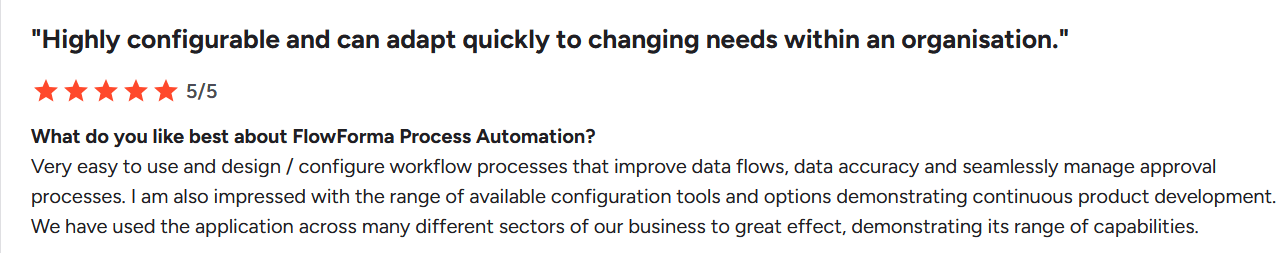  Screenshot of FlowForma review