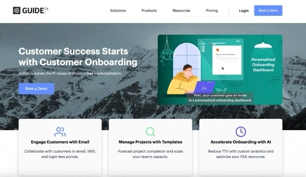 Screenshot of GuideCX’s homepage