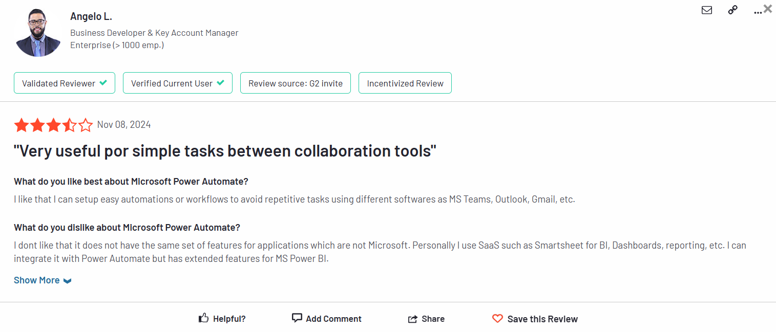 G2 user flags integration limitations in Microsoft workflow automation tools for non-Microsoft platforms