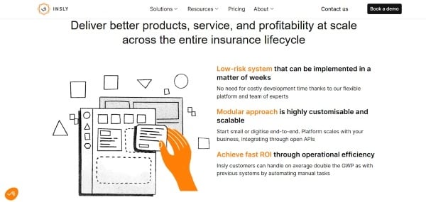 Screenshot of Insly’s homepage