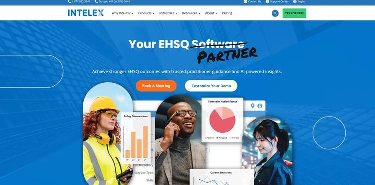 Screenshot of Intelex’s homepage
