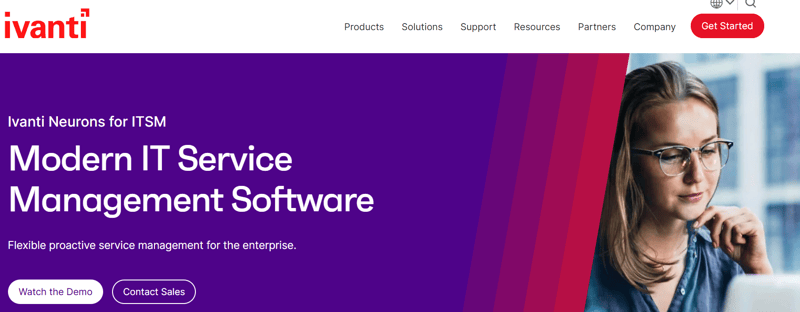 Screenshot of the Ivanti homepage