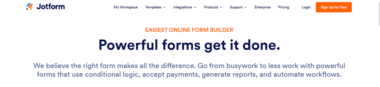 Screenshot of Jotform’s Homepage&nbsp;