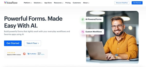 Screenshot of Kissflow enterprise form builder page