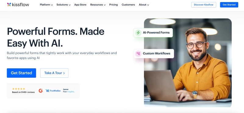 Screenshot of Kissflow’s homepage 